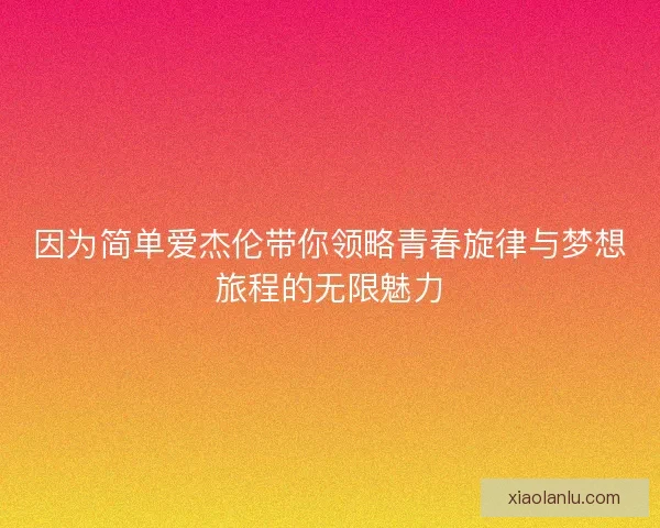 因为简单爱杰伦带你领略青春旋律与梦想旅程的无限魅力